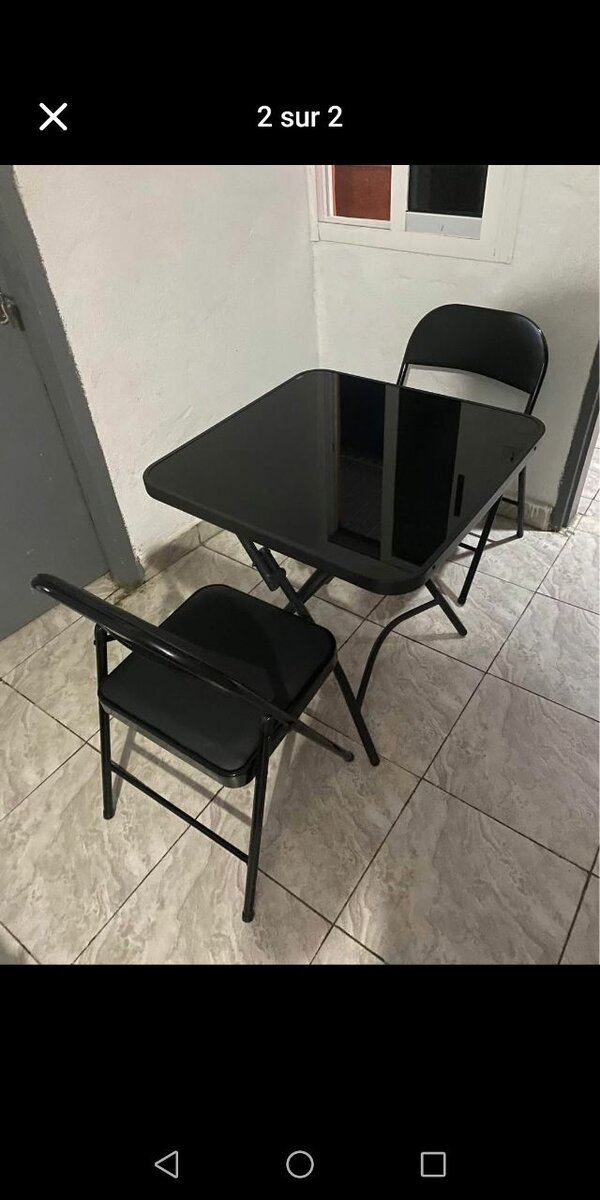 table pliante 70x70 vitre