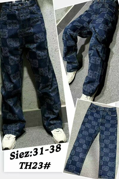 Jean imprimé bleu tendance