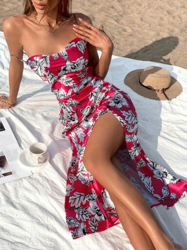 Robe d'été fleurie rouge