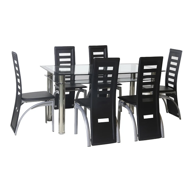 Table et chaises en verre et métal