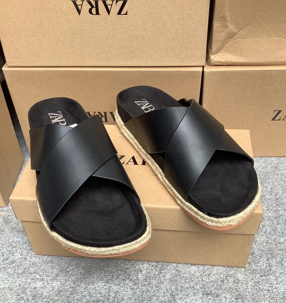 Sandales en cuir noir