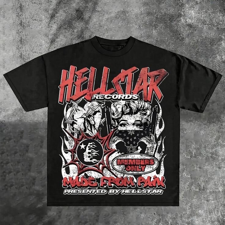 T-shirt Hellstar noir pour homme