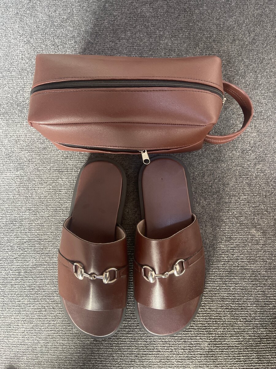 Set de mules en jean et cuir