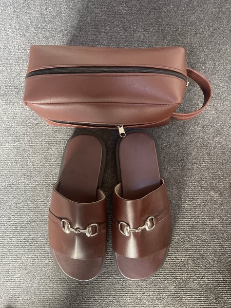 Set de mules en jean et cuir