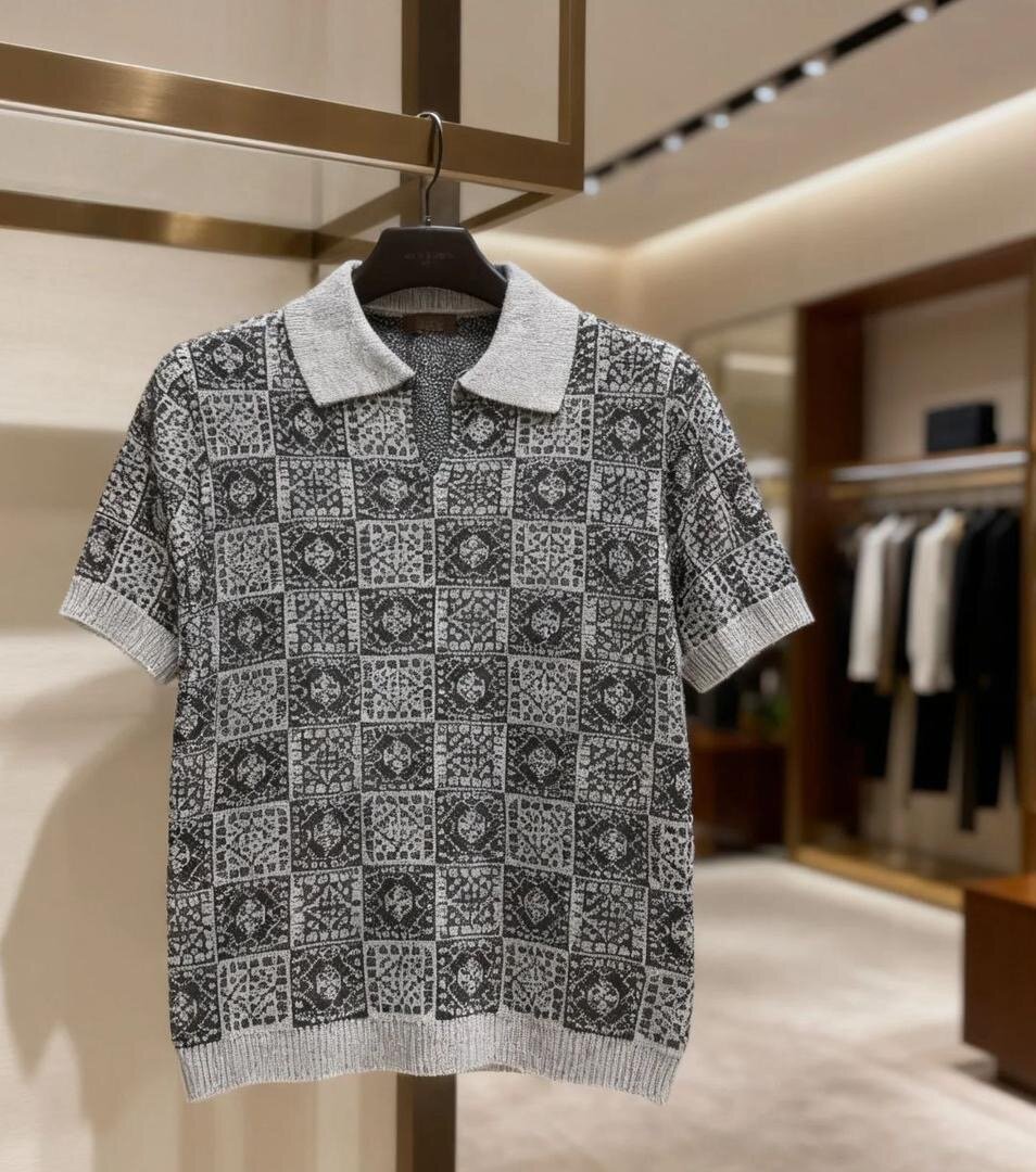 Polo Homme Motif Carré Élégant