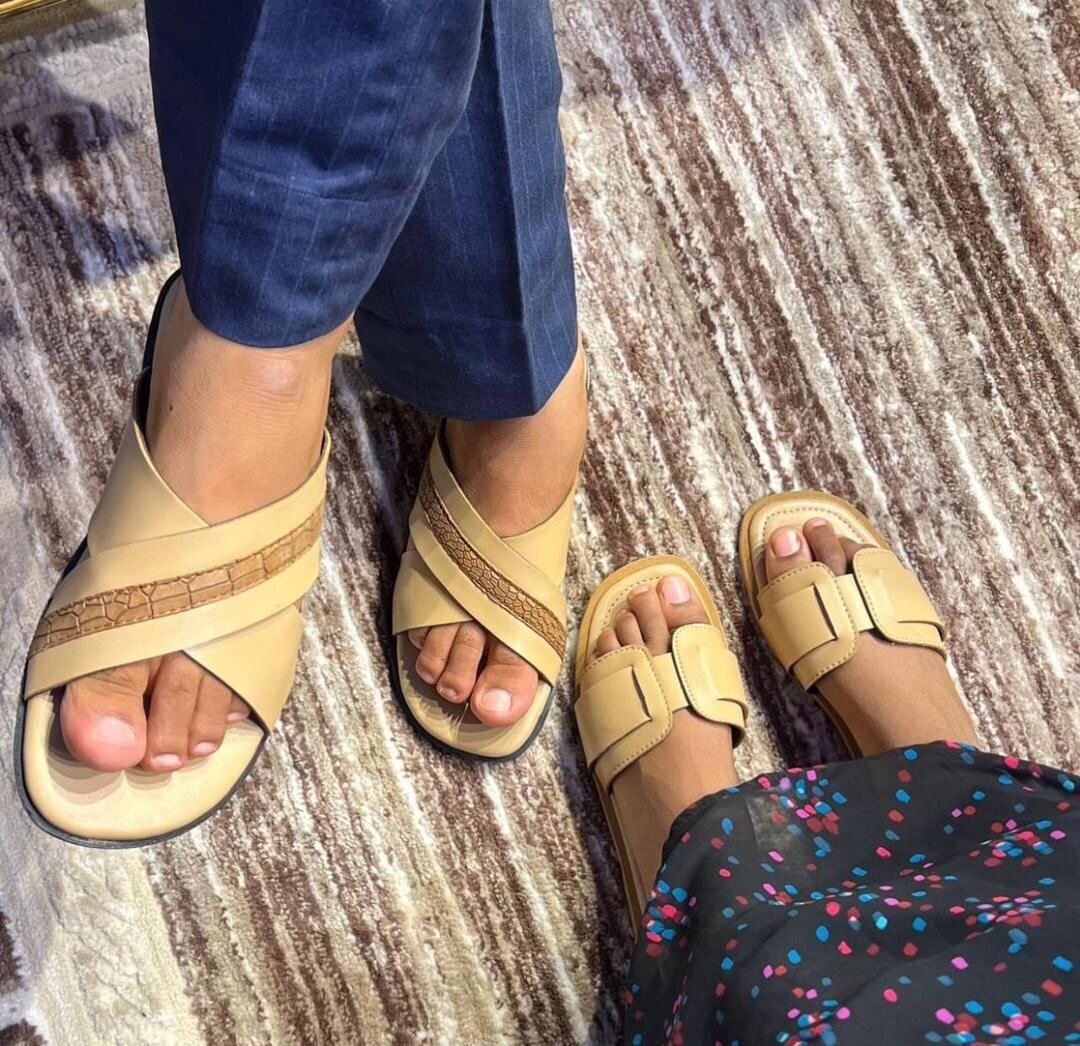 Sandales couples en cuir