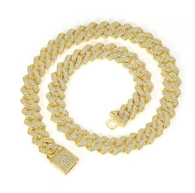 Chaîne Cubaine Strass Luxe