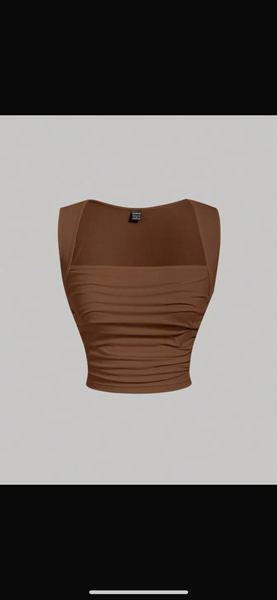 Top bustier ajusté marron