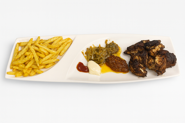 Frites poulet braisé