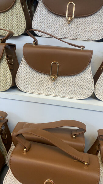 Woven Crossbody Bag with Leather Trim