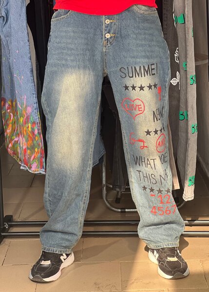 Jean baggy imprimé tendance