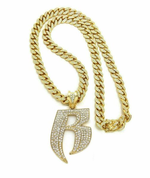 Collier pendentif hip-hop doré
