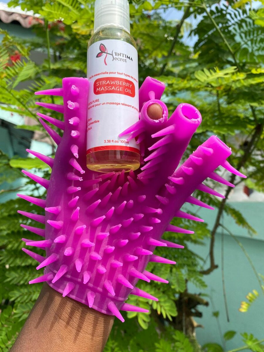 Gant et huile de massage