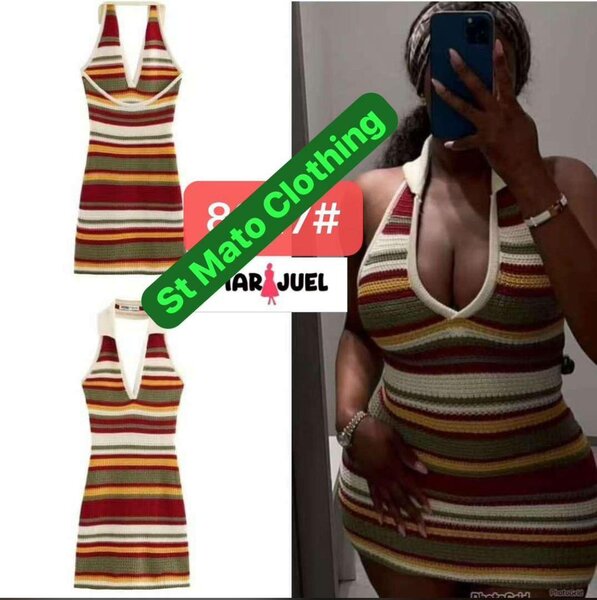 Robe d'été rayée décolletée