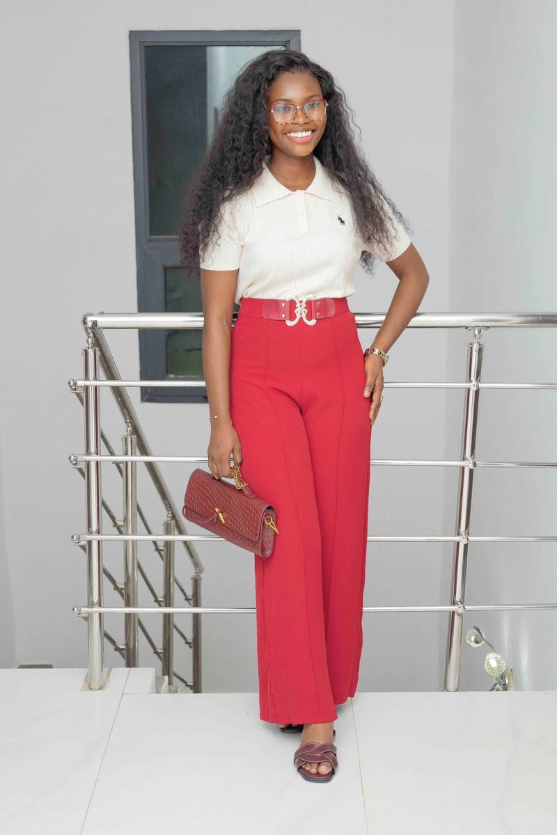 Pantalon rouge taille haute