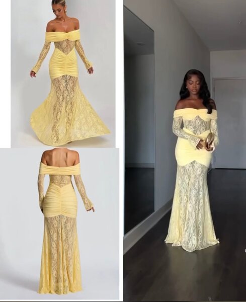 Robe longue en dentelle