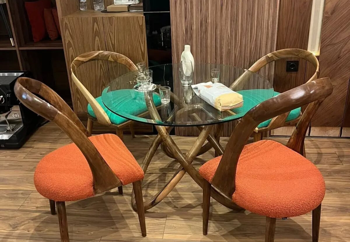 Table en verre moderne bois