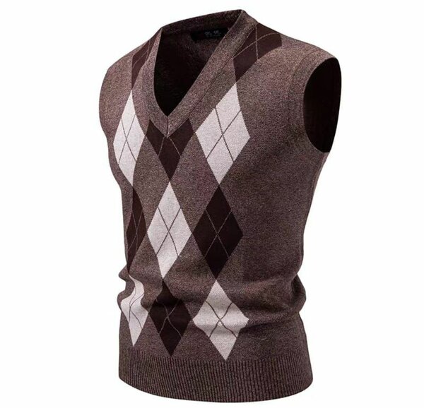 Pull sans manches argyle