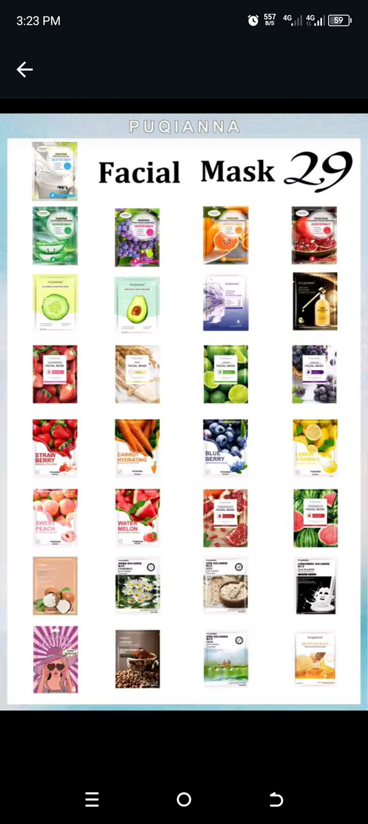 4 masque de visage à 1000fr