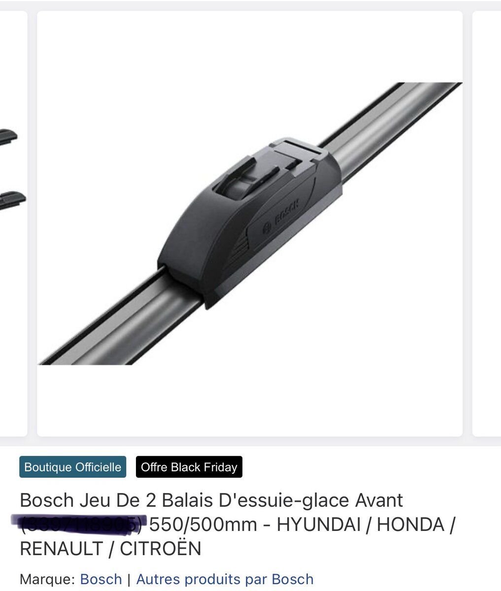 Balais Essuie-Glace Bosch 550/500mm