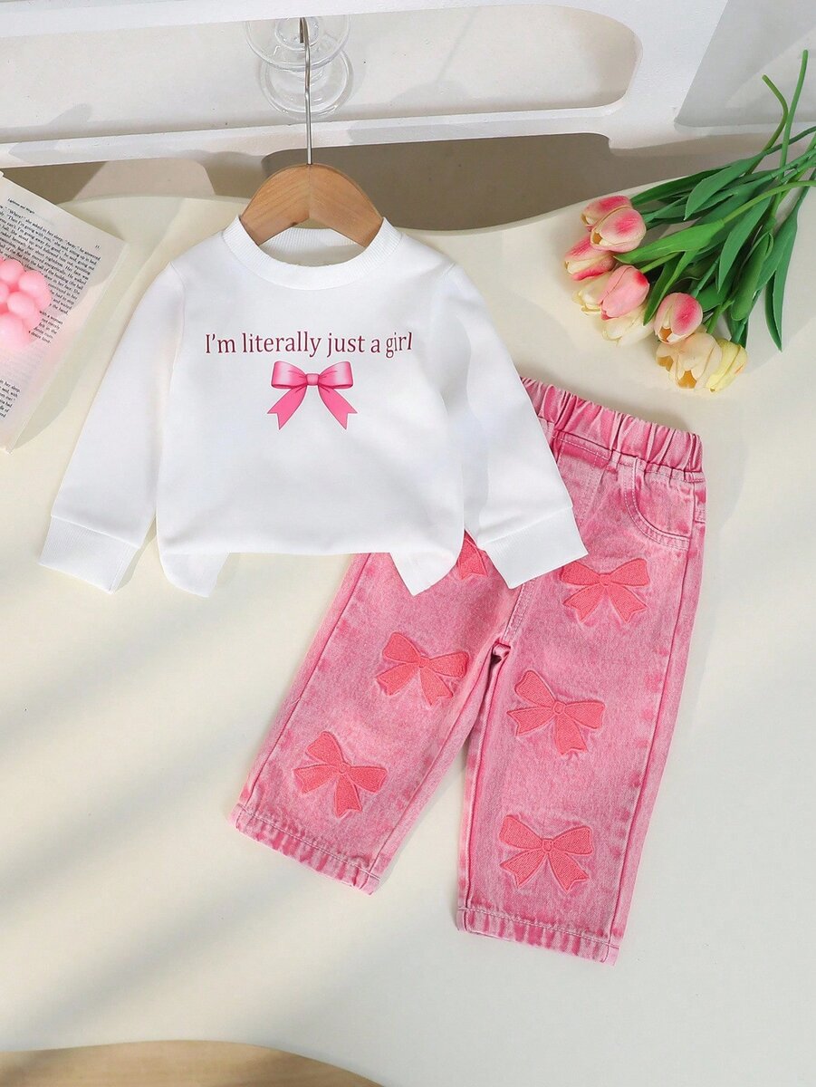 Ensemble Fille à Noeuds Rose