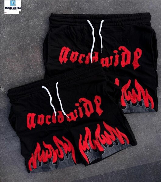 Shorts unisex flammes noirs