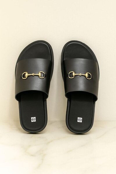 Sandales plates noires pour hommes