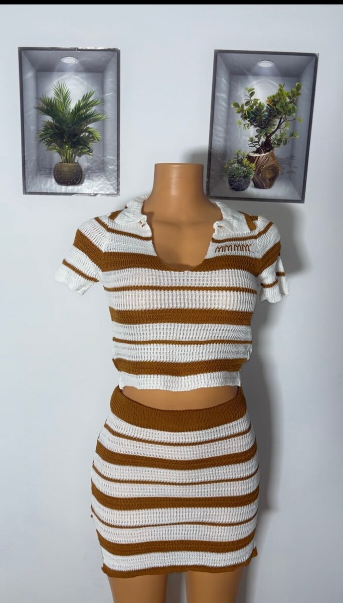 Ensemble Tricot Rayé Femme