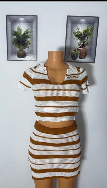 Ensemble Tricot Rayé Femme
