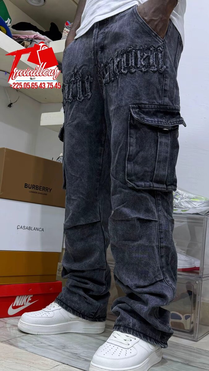 Jeans cargo noir style urbain