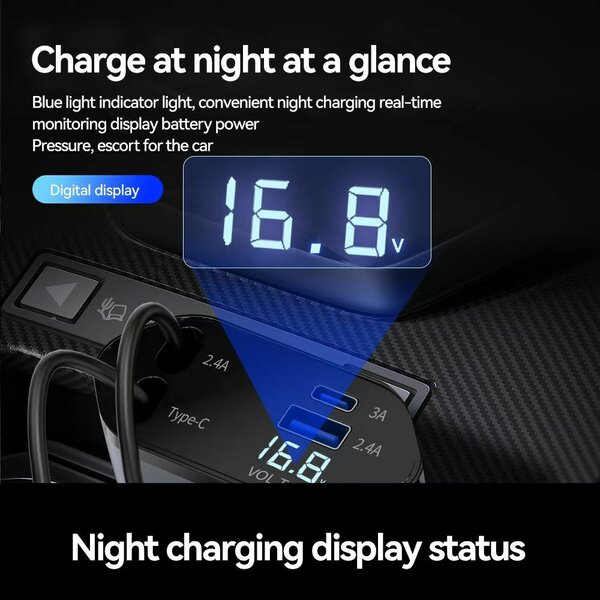 Chargeur voiture 4 ports USB Type-C