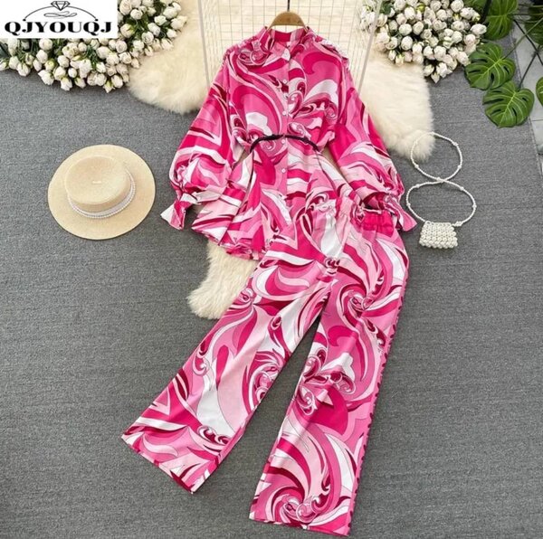 Ensemble chic imprimé rose