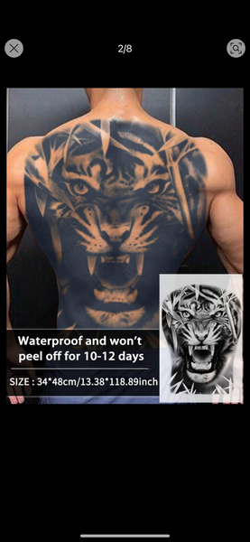 Tatouages temporaires dos lion