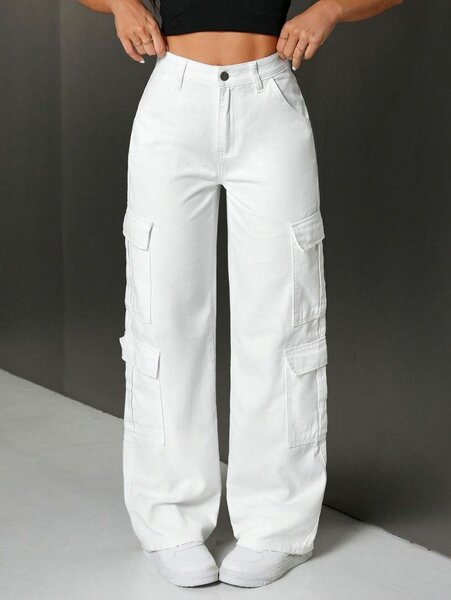 Cargo femme blanc, pantalons cargo oversize