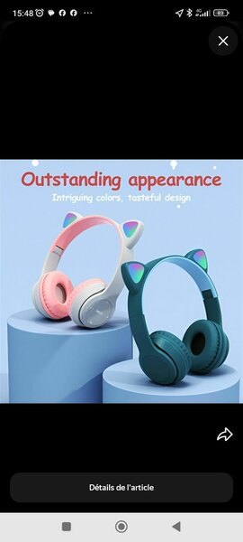 Casque Bluetooth oreilles chat