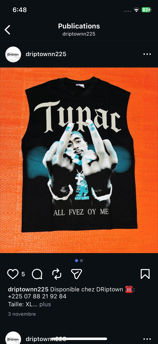 Débardeur Tupac Homme Tendance