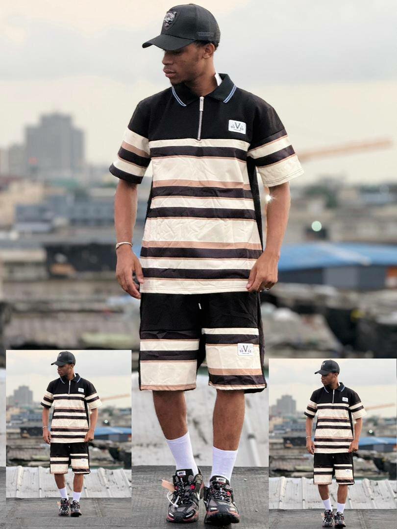 Ensemble sportif rayé homme