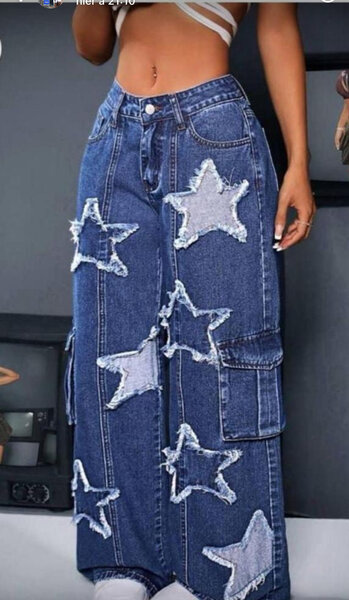 Jean large étoilé tendance