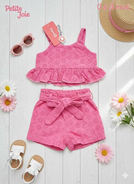 Set été bébé rose dentelle
