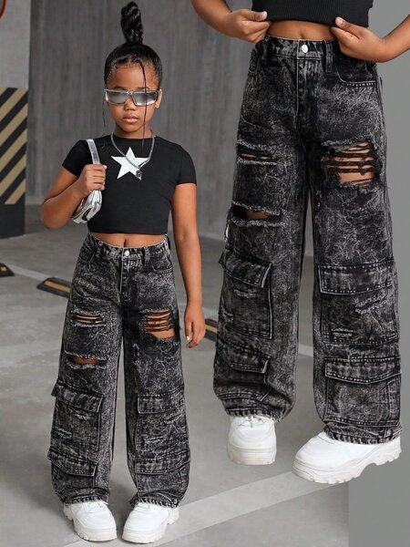 Jean cargo déchiré enfant