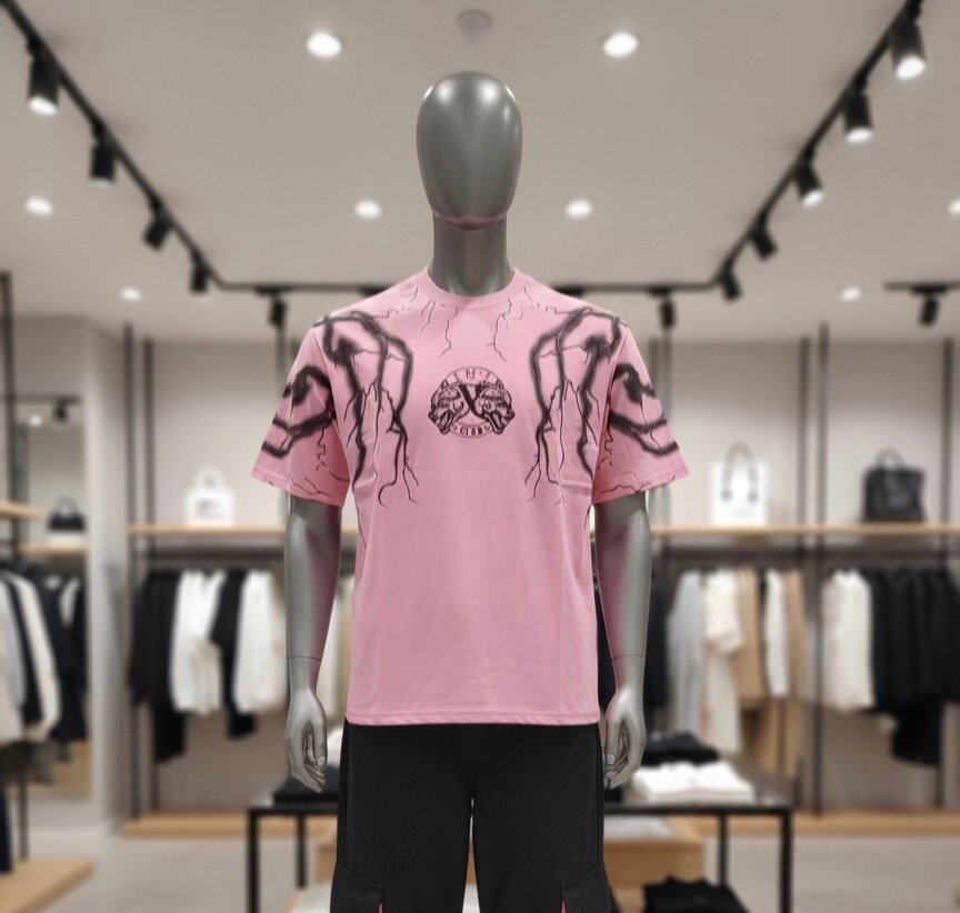 T-shirt rose graffiti homme