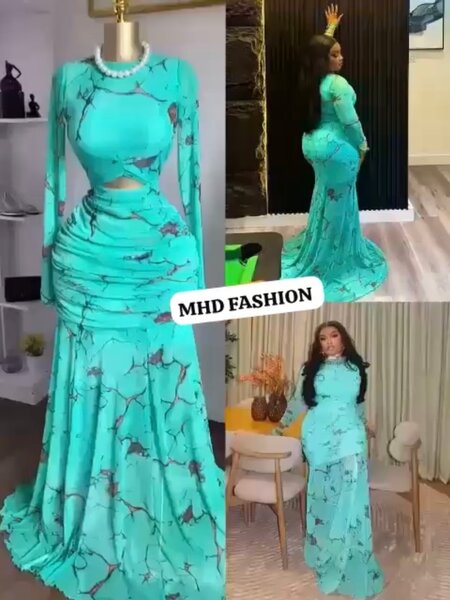 Robe longue turquoise chic