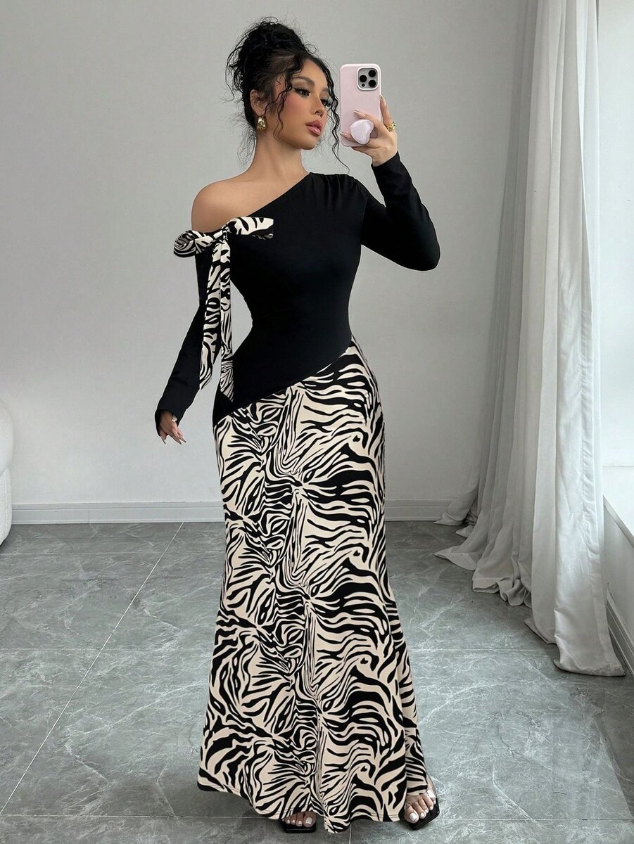 Robe Longue Zébrée Élégante