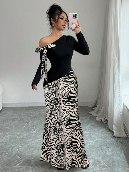 Robe Longue Zébrée Élégante