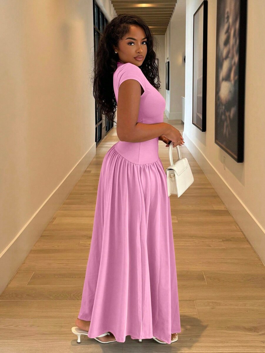 Robe longue élégante rose