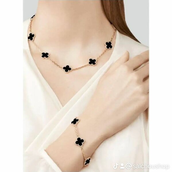 Collier et bracelet trèfle dorés