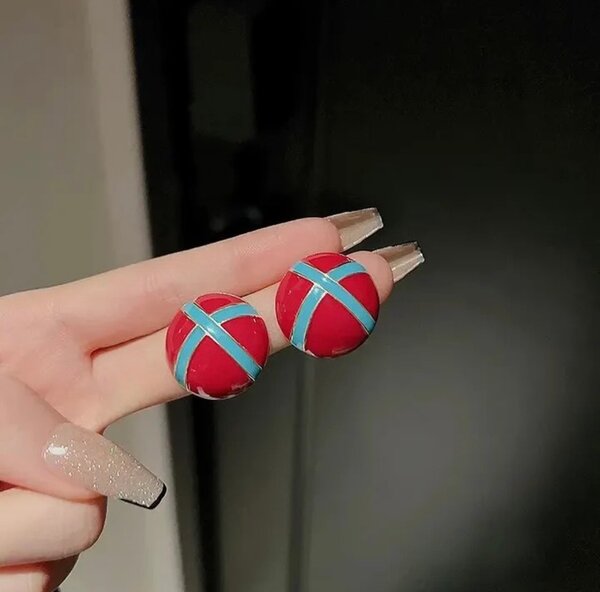 Vibrant Red Stud Earrings