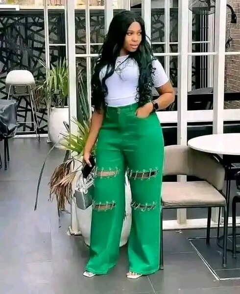 Pantalon large vert stylé