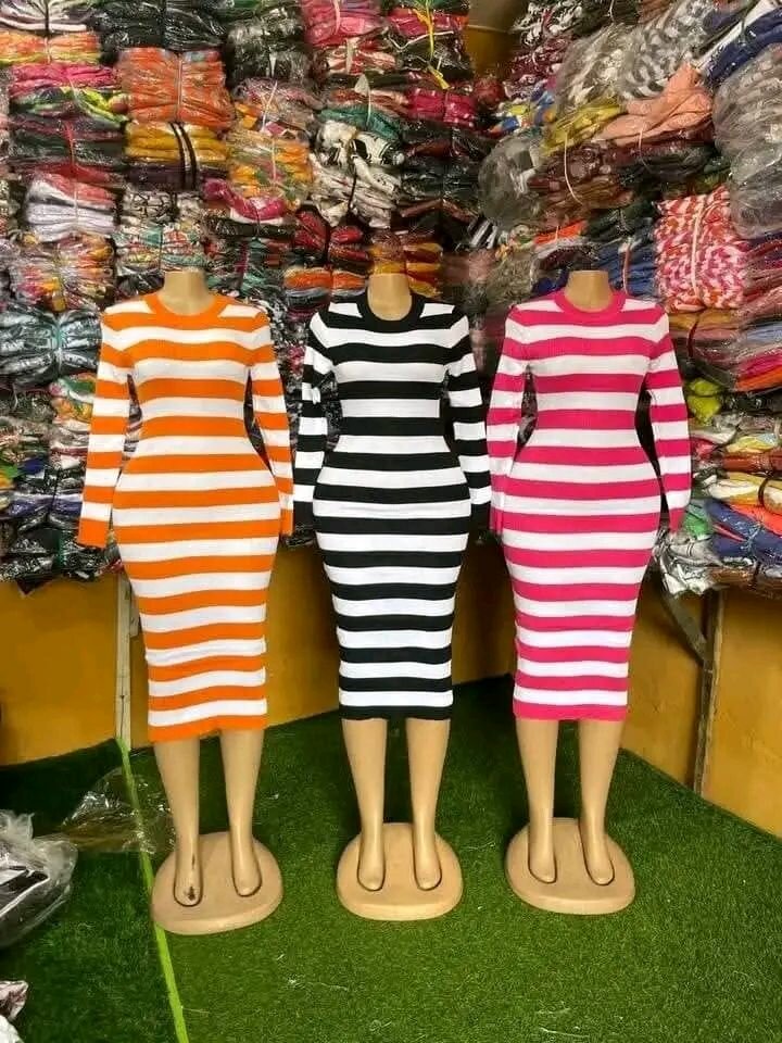 Robe Rayée Élégante Femme