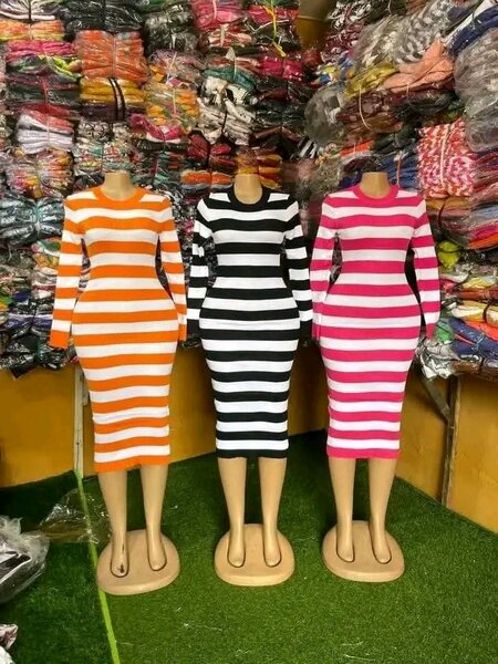 Robe Rayée Élégante Femme